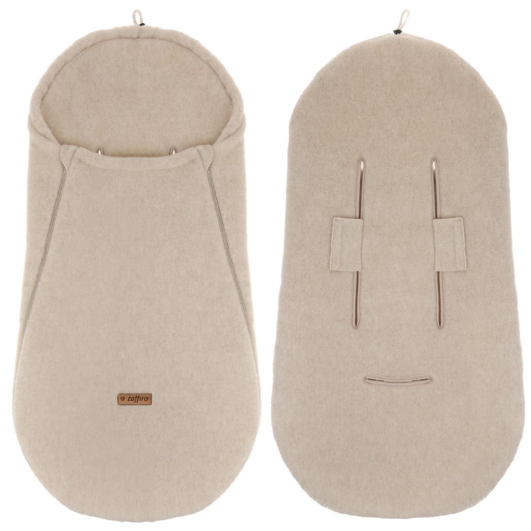 100% Wool Car Seat/Carrycot Sleeping Bag 0 - 18mths - Beige - Bump & Milk