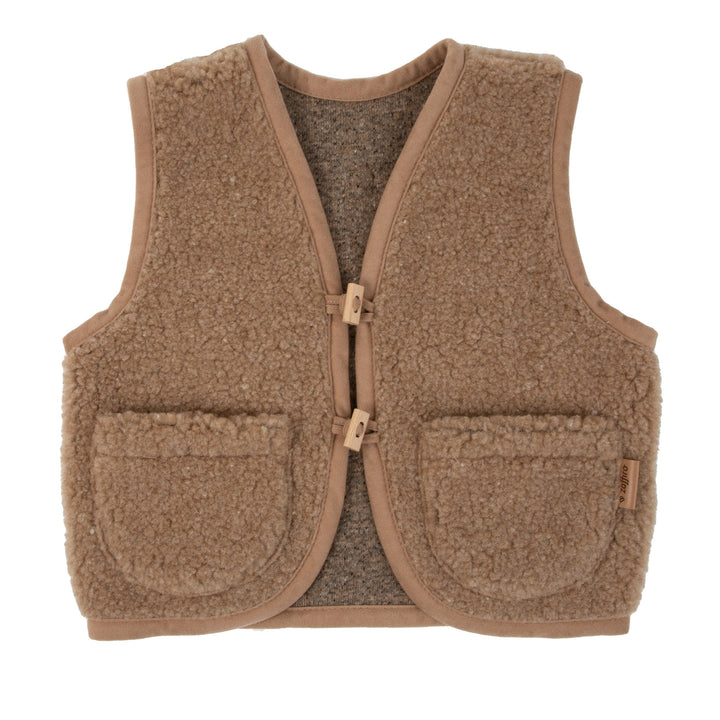 100% Wool Fleece Gillet with Buttons - Brown - Bump & Milk