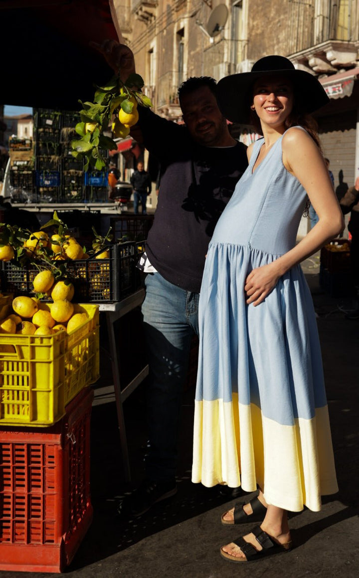 Bella Dress in Blue - Bump & Milk