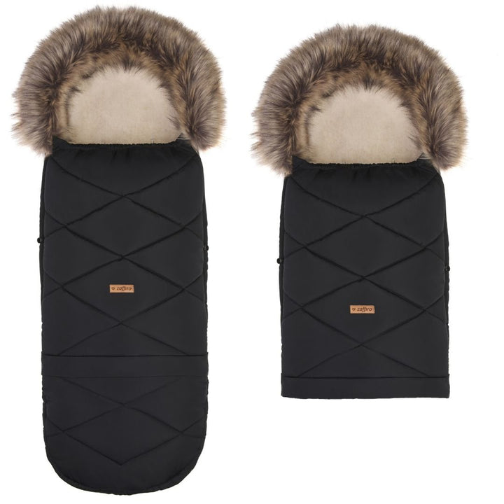 GrowUp 4.0 Footmuff Lined with 100% Sheepskin 0 - 4 yrs - Black - Bump & Milk