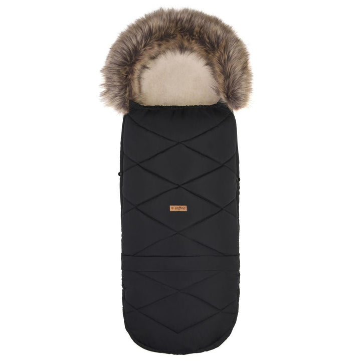 GrowUp 4.0 Footmuff Lined with 100% Sheepskin 0 - 4 yrs - Black - Bump & Milk