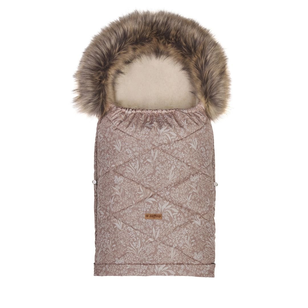 GrowUp 4.0 Footmuff Lined with 100% Sheepskin 0 - 4 yrs - Camel Print - Bump & Milk