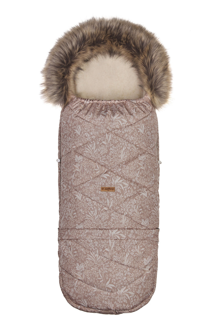 GrowUp 4.0 Footmuff Lined with 100% Sheepskin 0 - 4 yrs - Camel Print - Bump & Milk