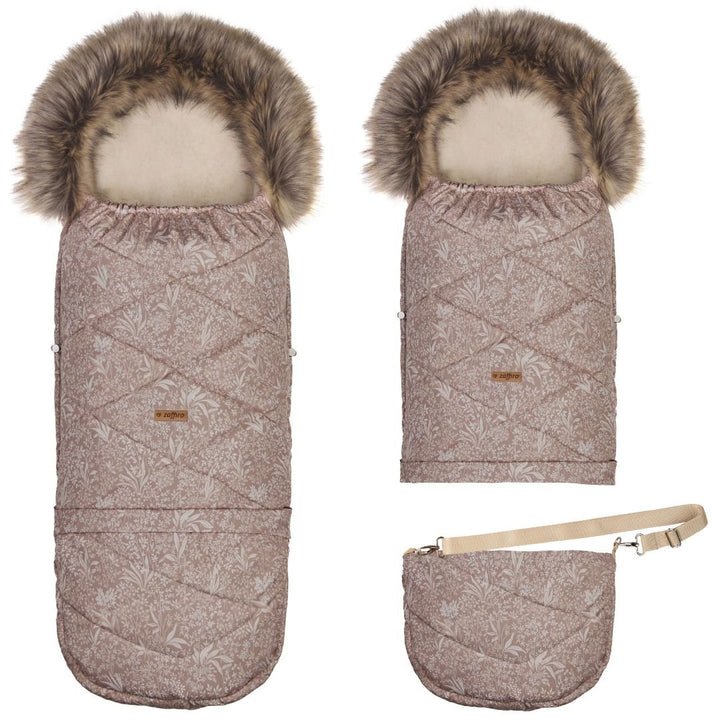 GrowUp 4.0 Footmuff Lined with 100% Sheepskin 0 - 4 yrs - Camel Print - Bump & Milk