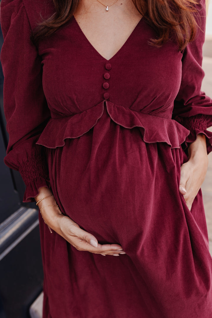 Corduroy Breastfeeding Dress | Maternity Dress For Holidays Bump & Milk Corduroy Breastfeeding Dress | Maternity Dress For Holidays Bump & Milk